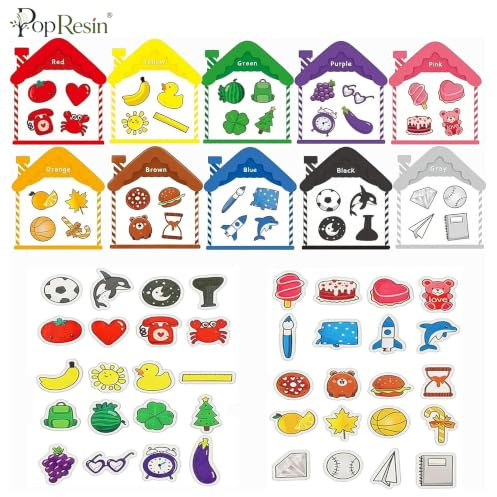 Magnetic Colour Sorting 10 Pack Magnetic House Color Sorting Set | Matching Colors Shape Activity Educational Fridge Magnets for Educational Whiteboard Sorting Game Colors recognition