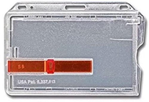 Waizmann.IDeaS® 1x Kartenhülle Kartenhalter Ausweishalter Namensschild 1 Karte Hartplastik HORIZONTAL ROTER AUSSCHIEBER