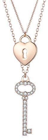 Collana con Ciondolo a Chiave e Lucchetto per Donna, Collana a Catena Lunga separabile in Oro e Argento a Doppio Strato con Cristallo Lucido Il miglior Regalo di Gioielli per Mamma, Amici