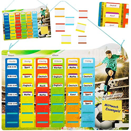 alles-meine.de GmbH universaler - Steck - Stundenplan/Wochenplaner/Memoboard - Fußball - Fußballspieler - incl. 77 Stück beschreibbare Tafeln - Klipp + Klar - austauschbaren ..