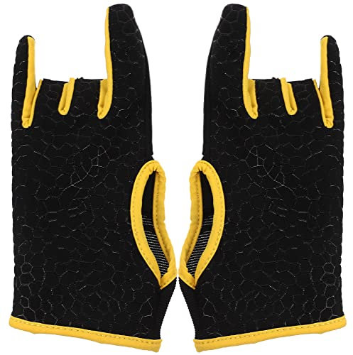 HEALLILY 1 Pair Professional Anti Skid Bowling Gloves Comfortable Bowling Accessories Semi Finger Sports Gloves Mittens for Bowling Size S/M (Yellow)