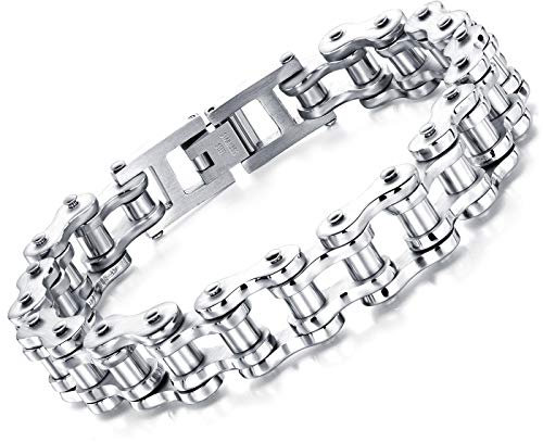 dsanbo Herrenarmband Biker Fahrradkette Link Armband Edelstahl Punk Männer Armschmuck