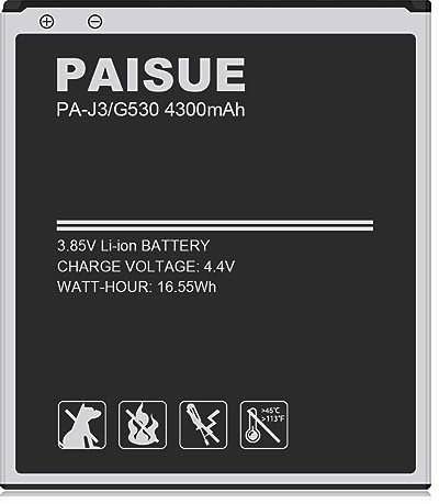 Akku für Samsung Galaxy J3, 4300mAh hohe Kapazität Galaxy J3 2016 (J320F) Handy-Akku, EB-BG530 Li-ion Ersetzen Akku Galaxy On5 Akku, Galaxy Grand Prime (G530F) Akku