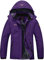 donhobo Womens Waterproof Jacket Winter Warm Fleece with Hood Windproof Camping Hiking Coat(Purple,XL)