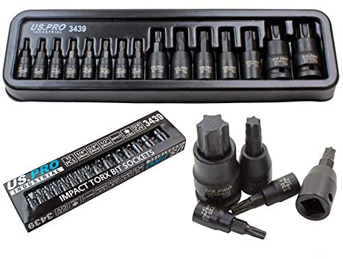 Lot de 15 douilles à choc Torx 1/4 3/8 1/2 T6-T70 TRX-Star US PRO Industrial
