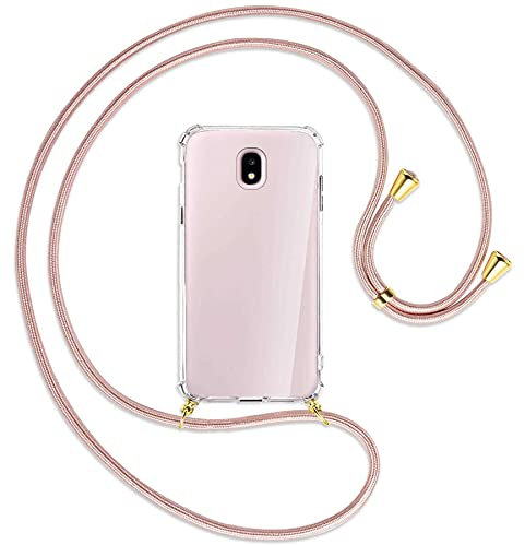 mtb more energy® Handykette kompatibel mit Samsung Galaxy J5 2017 (SM-J530, 5.2'') - roségold/Gold - Smartphone Hülle zum Umhängen - Anti Shock Full TPU Case