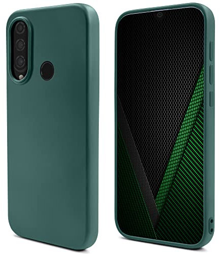 Moozy Lifestyle. Hülle für Huawei P30 Lite, Dunkelgrün - Silikon Handyhülle Schutzhülle mit Mattem Finish und Weichem Mikrofaserfutter