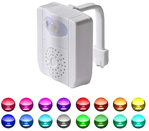 Riaxuebiy LED Toilette Nachtlicht,PIR-Sensor Licht, Auto ON/Off, Kabellose LED WC Beleuchtunglicht Batteriebetriebene Toilettenlicht (16 Farbe-B, 2 Stück)