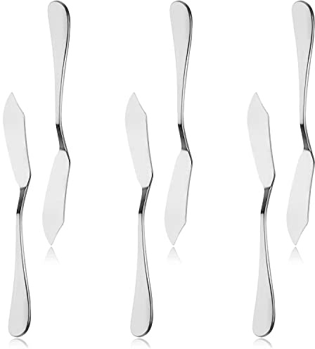 KINMINGZHU 6pcs Stainless Steel Butter Knife, Cheese/Butter Spreaders, Breakfast Spreads Knives,Cheese and Condiments(Silver
