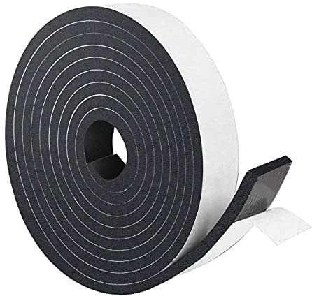 Foam Draught Excluder Weather Strip, 25mm(W) x 10 mm(T) x 5M(L) Self Adhesive Foam Seal Strip Tape, Super Strength Rubber Seal Sealing Tape for Doors Frame and Windows Gaps