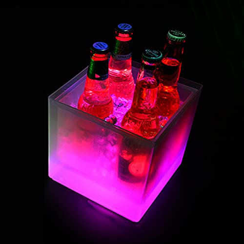 UYUH Seau à glace à LED, grande capacité pour rafraîchir le vin, le champagne, les cocktails, la bière, les jus de fruits, le bar (rose vif)