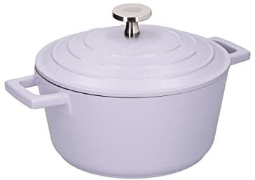 MasterClass Small Casserole Dish with Lid 2.5 Litre/20 cm, Lightweight Cast Aluminium, Induction Hob and Oven Safe, Lavender