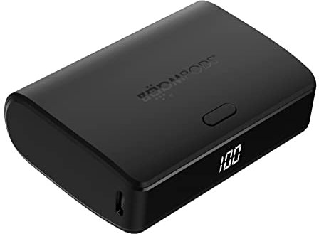 Boompods Powerboom10 Powerbank 10000mAh - Universal USB/USB-C Power Bank klein, Kompakte Akkustation für 2 Geräte, Tragbarer Ultraleichte Ladestation LED-Anzeige für Handy, Tablets und Reisen