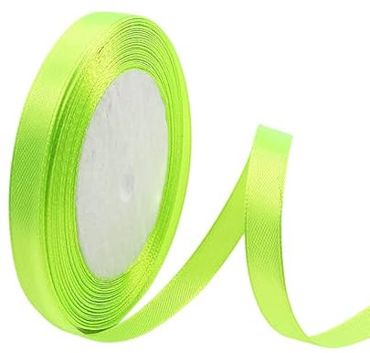 POPOYU Verde Fluorescente Nastro di Raso, 10mm x 23 m Nastro per Artigianato Natale Decorazioni, Adatto per Confezionare Regali, Feste di Compleanno, Natale, Matrimoni, Abbellire e Tanti Altri