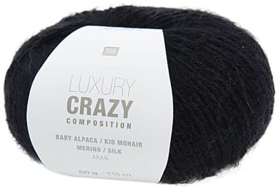 Rico Design Strickgarn, Luxury Crazy Zusammensetzung: Aran, Farbe: 09, Schwarz