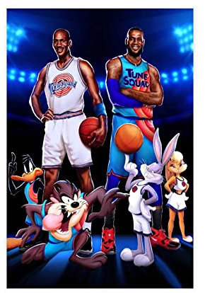 Filmposter Movie Space Jam, ein neues Vermächtnis, Leinwand, Poster, Wandkunst, Dekoration, Bild, Gemälde für Wohnzimmer, Schlafzimmer, Dekoration, Rahmen-Stil, 50 x 75 cm