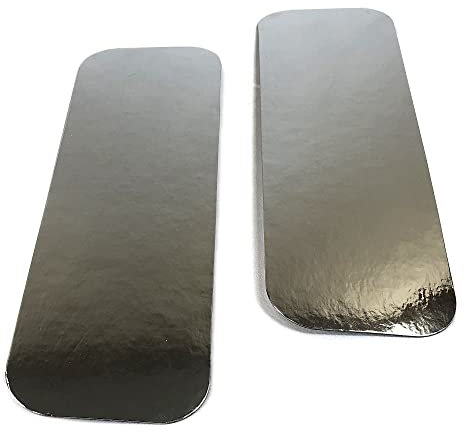 PAMPOLS Pack de 400 Bandejas de Cartón 28X9 cm | Ideales para presentar canapés, repostería y aperitivos varios | Bandejitas muy versátiles | Color Plata