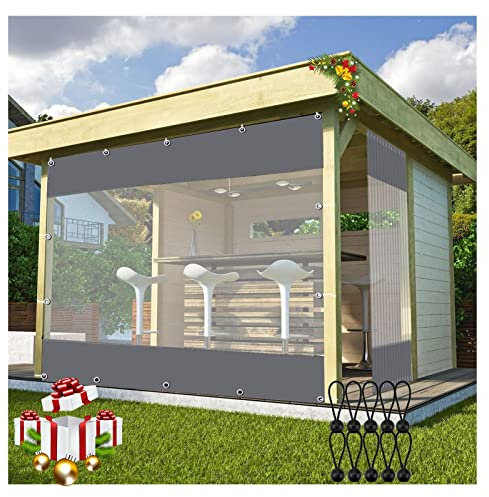 LGJEGD Klare Vinyl Terrassenüberdachung mit rostfreien Ösen, 0,5MM wasserdichte graue und klare Outdoor-Plane for Terrasse, Pergola, Veranda (Color : Clear, Size : 7.22x8.2'/2.2x2.5m)