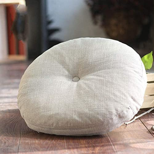 CAZARU Leinen-Futon-Kissen,Yogakissen,Meditations-Yoga-Kissen,Meditationskissen,verdicktes Erkerfenster-Sitzpolster,Balkon-Tatami-Rundkissen-I 50x50cm