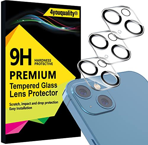 4youquality [3-Pack Camera Lens Protector for iPhone 13 (6.1-inch) & iPhone 13 mini (5.4-inch), 9H Tempered Glass, [LifetimeSupport][Case-Friendly][Anti-Scratch][Does Not Affect Night Shots]