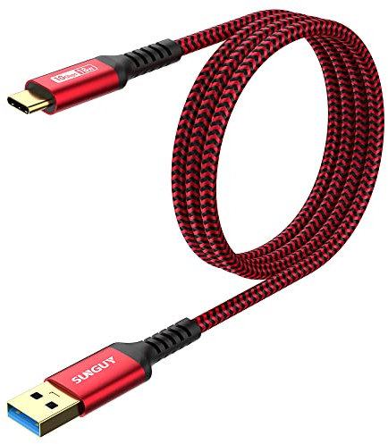 SUNGUY Câble USB C Charge Rapide, 1M 10Gbps Câble Transfert de Données USB C, Cable USB C Android Auto Compatible avec Samsung S23/21 A51 S23 ultra, Huawei P50, Pixel-Rouge