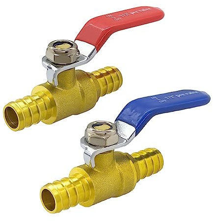 Hooshing 2 STÜCKE 1,27 cm Pex Kugelhahn Messing Full Port Absperrventil Vierteldrehung heiß (rot) kalt blau von Wasser Stop Absperrventile Pex Armaturen