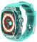 Luxury Translucent Smartwatch Case for Apple Watch Ultra 49mm, Fully wrapped lightweight rugged case with band, silicon strap, stainless steel buttons, protective cover for men/women (Pale Blue)