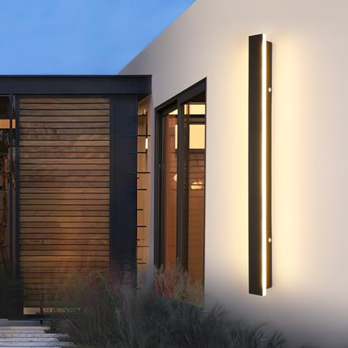 100cm Wandleuchten im Freien, Modernes Warmweißes Montiertes Licht mit Acrylplatte-Seitenbeleuchtung, Wasserdichte Minimalistische Wandleuchte IP65 für Garten Garage Patio