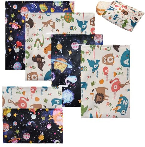 6 bolsillos para tostadora reutilizables, bolsas de poliéster con cremallera para sándwiches, bolsas de sándwich para alimentos, bolsas de bocadillos lavables reutilizables para niños, estudiantes