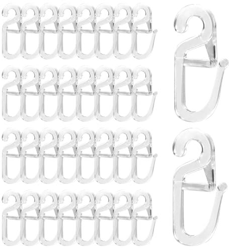 100 Stück Gardinenhaken Hochwertige Überklipshaken mit 6mm Öse Universal Transparent Faltenlegehaken Glasklar Faltenlegehaken für Gardinenringe und Vorhangstangen