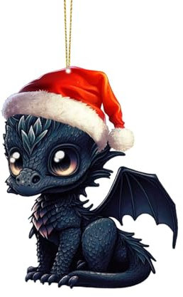 Yunyahe Christbaumschmuck Weihnachtsdeko 1 STÜCK 2D Cartoon Niedlicher Drache Weihnachten Acryl Ornament Weihnachtsbaum Dekoration Anhänger Weihnachtsschmuck Auto Urlaub Ornament Auto (H, One Size)