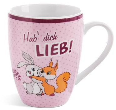 NICI 49498 Tasse Hab´dich lieb! 310ml 10x8cm pink mit Banderole