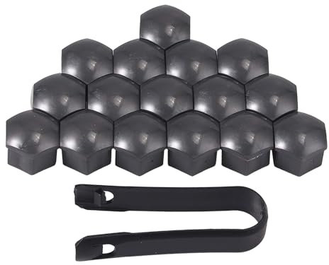 Tapas de Tuercas Rueda,20 PCS Cubierta De Tuerca De Neumático Revestimiento Hexagonal Cubiertas con Extractor para Mayoría Los Tornillos Ruedas Coche(17mm)