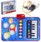 Jinlaili 2 in 1 Musikmatte Kinder mit 2 Trommelstock, Klaviermatte Piano Matte Tanzmatte, Trommelspielzeug, Musikmatte Trommel für Kinder, Kinderspielzeug ab 1 2 3 Jahre