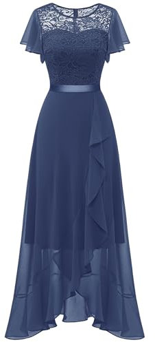 BeryLove Robes formelles pour femmes 2024 invitées de mariage avec fente élégante en dentelle longue robe de bal, Violet gris, XX-Large