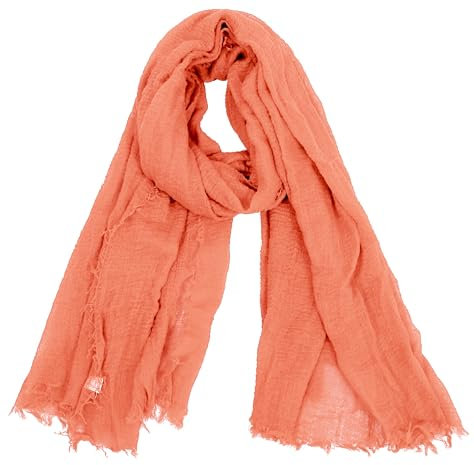 Van Der Rich ® - Schal mit fein gekreppter Oberfläche für Damen und Herren (34-Orange, One Size)
