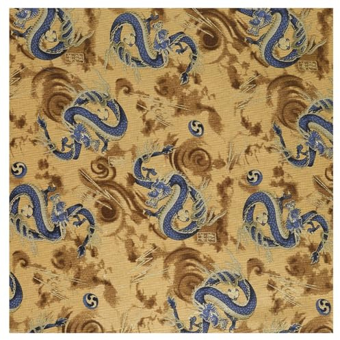 Wisafory 1M Baumwollstoff Drachen Gedruckt Nähstoff Meterware Baumwolle Stoff Patchwork Stoffpaket Quadrate Quilten Stoffreste Baumwolltuch für DIY Nähen Handwerk 150cm Breite Stil 5