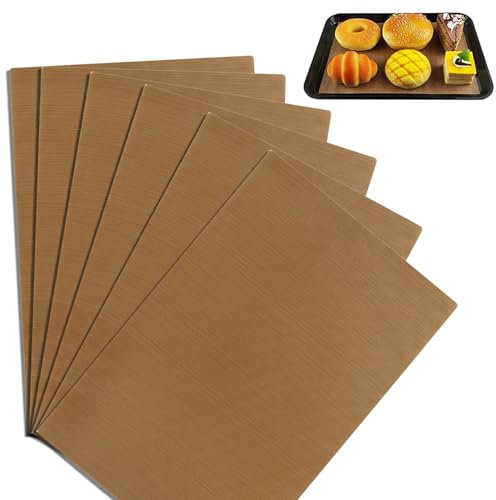 6 Pack Sheets Washable Teflon Oven Liners,30x40cm Heat-Resistant Silicone Baking Mat,Reusable Silicone Baking Sheet Mat,Reusable Baking Mats Non Stick for Baking Tray Liner for Bread, Biscuits, Meat