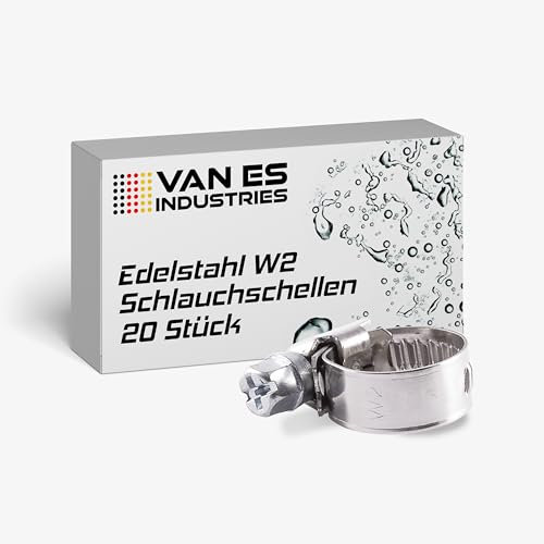 VE-INDUSTRIES Edelstahl Schlauchschellen W2 20 Stück, nach DIN3017 Industriequalität (12-22mm)