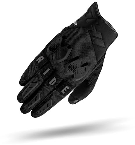 SHIMA DRIFT GLV Motorrad Handschuhe Herren Leder Kurze Sommer Motorradhandschuhe Schutz Touchscreen Stadt Lederhandschuhe Motorcycle Belüftet Verstärkt Perforiertes Leicht (Männer, Schwarz, L)