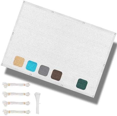 Voile D'Ombrage Respirant Rectangulaire 4 x 5 m Aux UV 98% Voile Ombrage Jardin Parasol de Jardin Perméable avec Corde pour Extérieur, Jardin, Terrasse, Balcon, Blanc