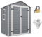 Outsunny Casetta da Giardino Porta Attrezzi in Finitura Effetto Legno Graffiato con Pavimento, 2.12m² Capanno da Giardino con Doppia Porte e Serratura, Tetto Inclinato, 183x134x210 cm, Grigio