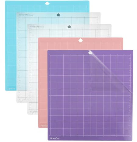 APACALI 5 Stück Schneidematte für Silhouette Cameo Plotter 4/3/2/1, 12x12 Ersatz Schneidematte Standardgrip, Lightgrip, Stronggrip FrabricGrip Klebstoff klebrig Matte für Silhouette Cameo Viny Craft