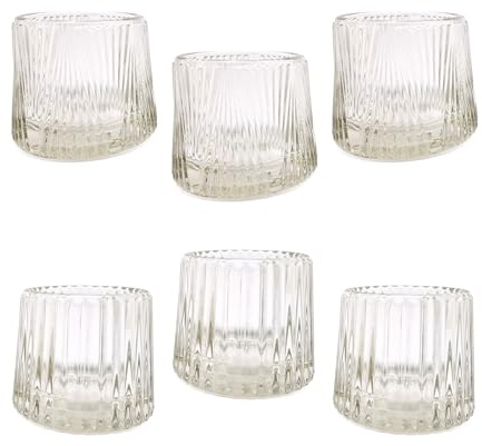 pajoma® 6er Set Teelichthalter Rom, 2 sortierte Formen - H 6.9 Ø 8.3 cm | Hochwertige Qualität - Kerzengläser für Teelichter, Geburtstag, Urlaub, Party, Dekoration