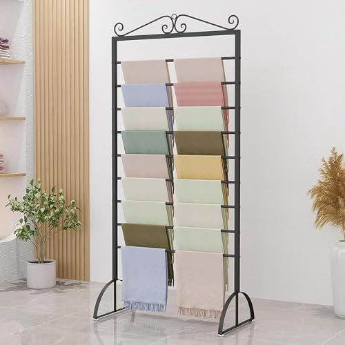 Schalständer, umkehrbarer Gürtelständer mit Schalhalter, freistehender Ständer für Einzelhandelsbänder und Krawatten, rutschfester Gürtel, Handtuch-Hijab-Hosen-Aufbewahrungsst(Size:70cm,Color:schwarz)