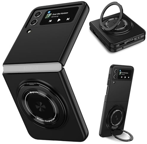 ZHOZEXIN Kompatibel mit Samsung Galaxy Z Flip 4 Hülle, magnetischer Scharnierschutz Stoßfester Matter PC mit Rutschfester Griffschutzhülle für Samsung Galaxy Z Flip 4 5G (Schwarz)