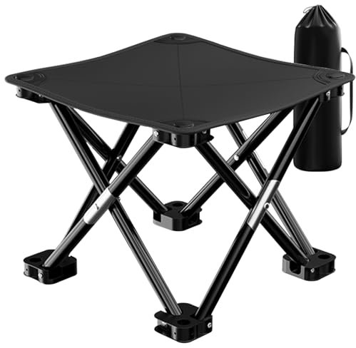 HOUSLUX Folding Stool - Collapsible & Stable with Carry Bag, 33 * 33 * 33cm, Perfect for Picnics, Fishing & Games (1, L)