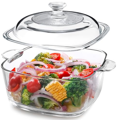 NUTRIUPS Auflaufform Mit Deckel Ofenfest für Lasagne, Spülmaschinenfest (Glas, 2,4L)