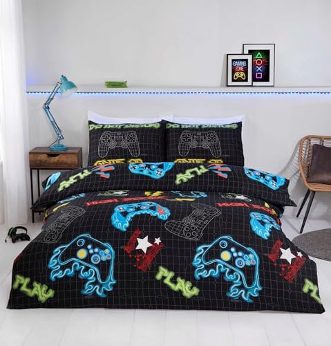 Rapport home Gamer - Juego de Funda de edredón de Microfibra para Cama Individual