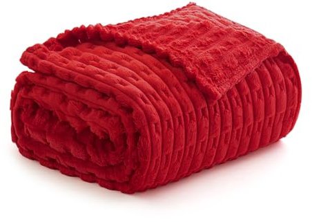 MIULEE Kuscheldecke Flauschig Fleecedecke Decke Tagesdecke Sofadecke Flanell Einfarbig Wohndecken Warm Weich Überwurf Mikrofaser Blanket Für Bett Sofa Schlafzimmer 50x60 Inch 125x150 cm Rot